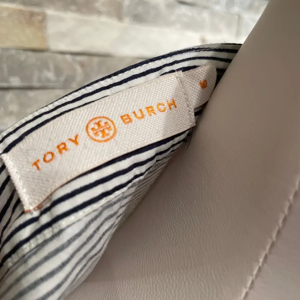 Tory Burch Striped Embroidered Tunic Top Sz 10 | Boho Resort